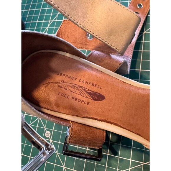 Jeffrey Campbell Free People Beige Buckled Heels Hendrix Silver Accents Size 10 - Picture 2 of 9